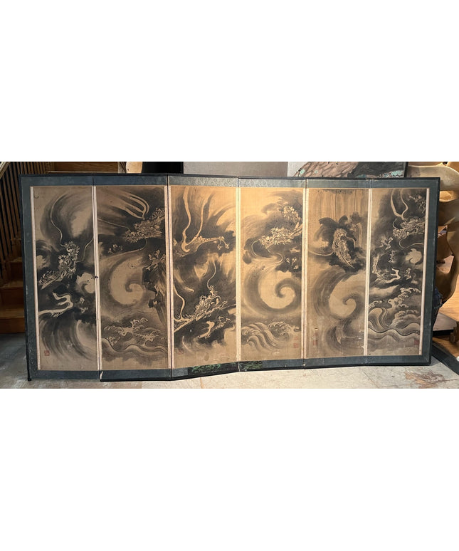 Six-Panel Dragon Byobu