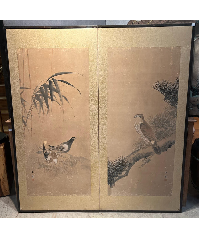 Two-Panel Falcon Byobu