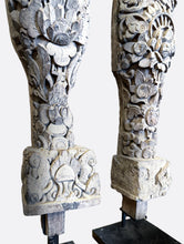 Load image into Gallery viewer, Balinese architectural wood carvings, early 1900’s, end caps from gamelan musical instrument
