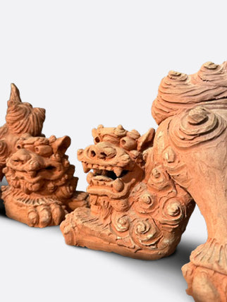 Terracotta shishi lions, from Shigaraki Japan, mid 1900’s