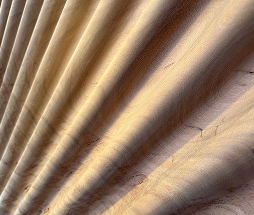 Contemporary wood carving, Ripple, single piece slab, hand caved by hammer and chisel