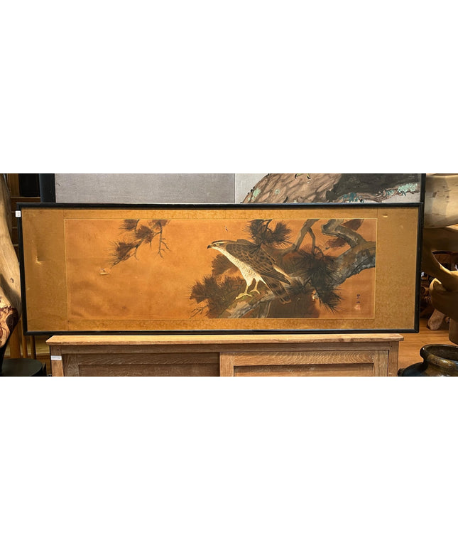 Single Panel Lone Falcon Byobu