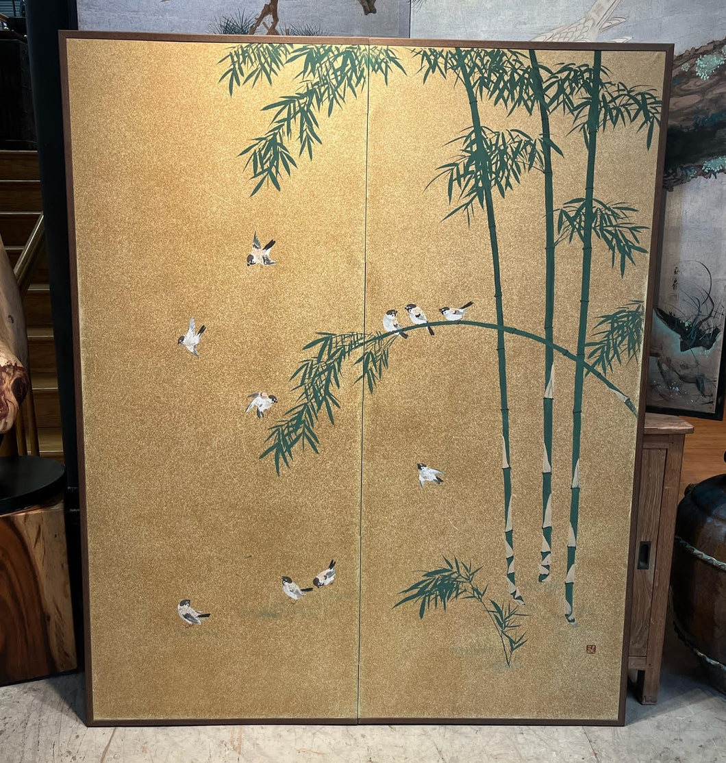 Two-Panel Bird Byobu