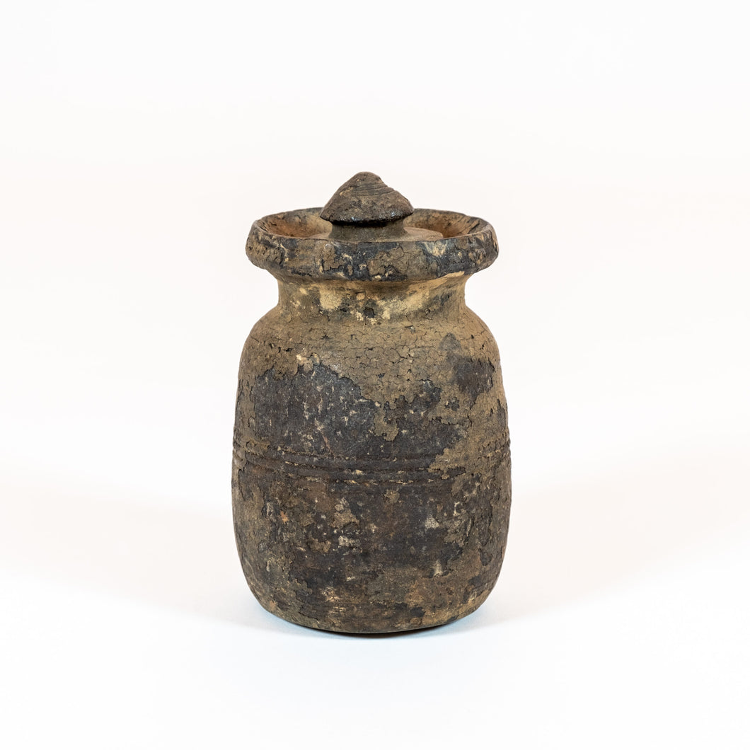 Antique Tibetan Yak Butter Jar with Lid
