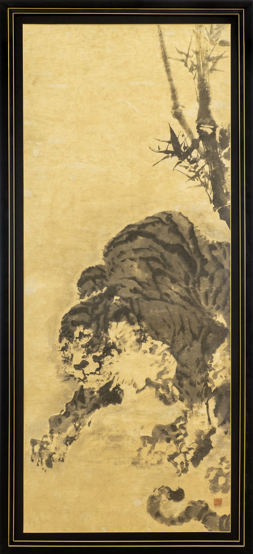 Framed Japanese Tiger Painting