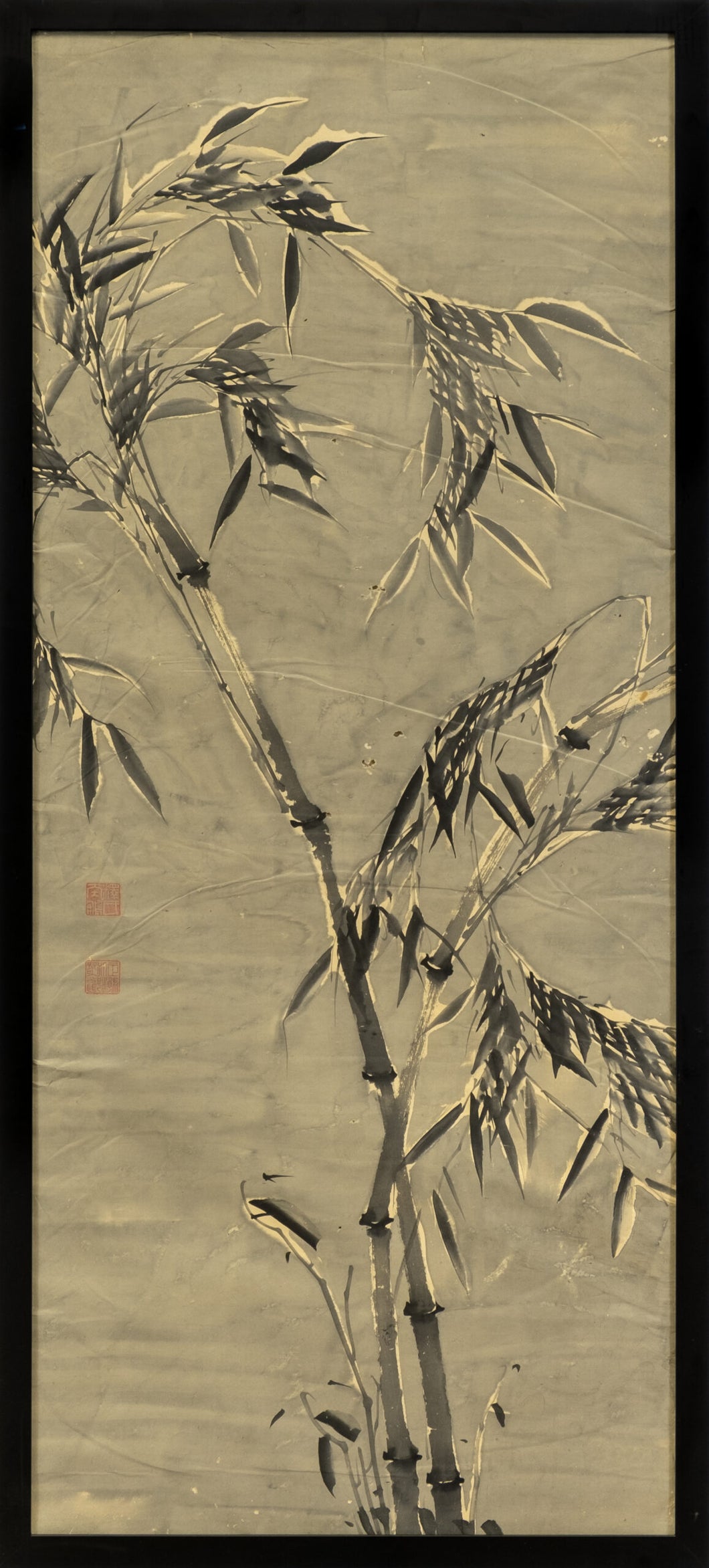 Framed Japanese Bamboo Stalk Painting