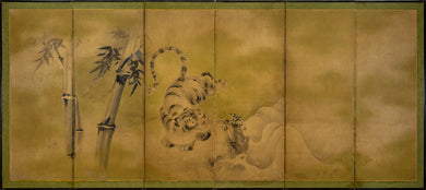 Six-Panel Tiger And Dragon Byobu (Pair)