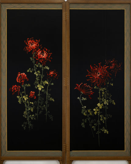 Two-Panel Silk Flower Byobu