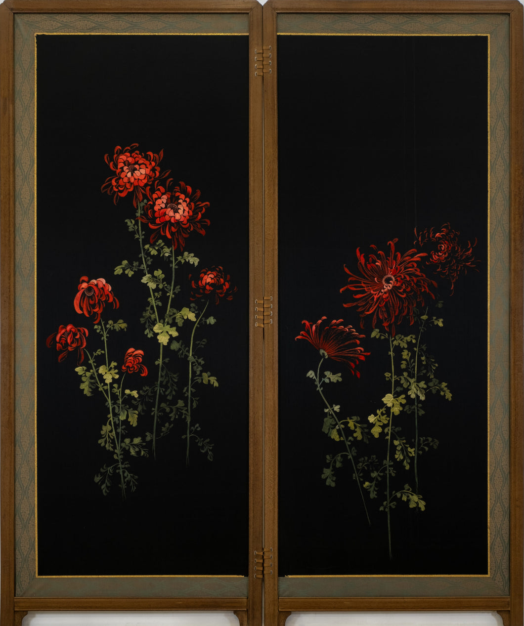 Two-Panel Silk Flower Byobu