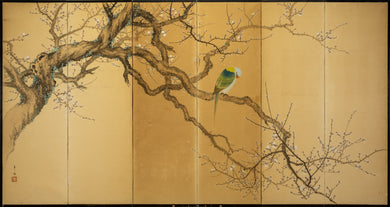 Six-Panel Parrot Byobu