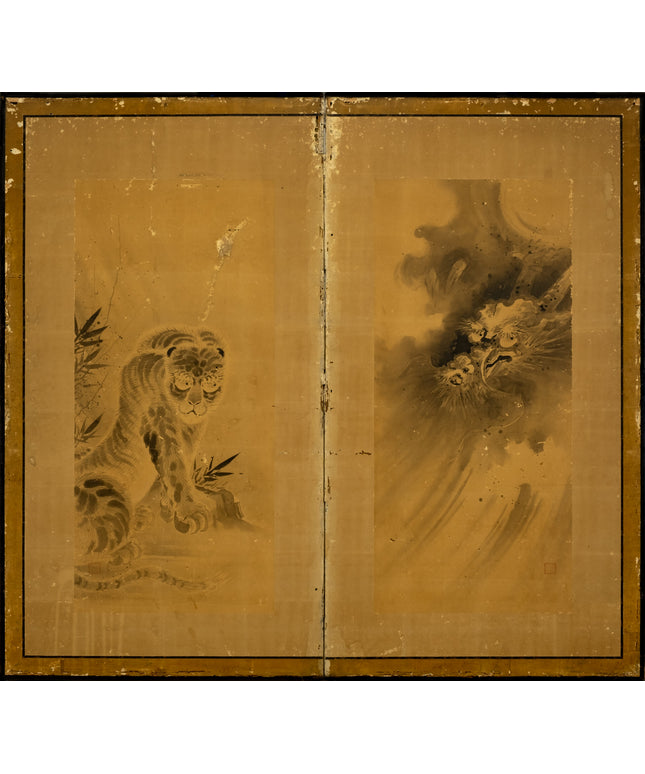 Two-Panel Tiger & Dragon Byobu