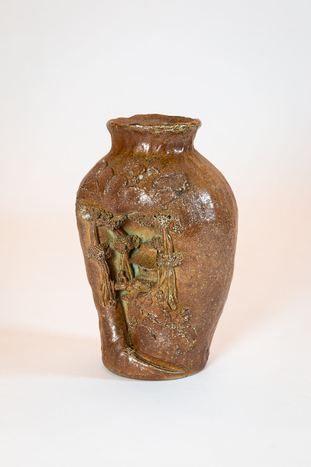 Ceramic Vase with Sculpted Scene